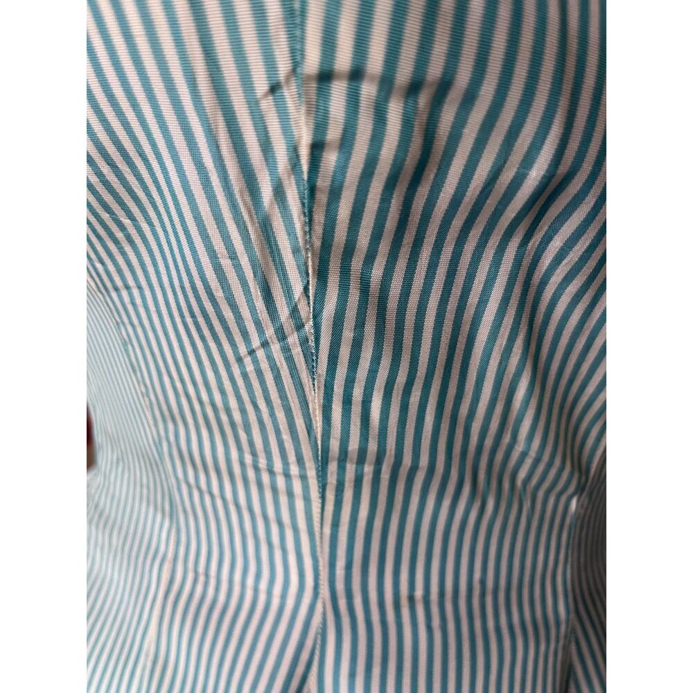 Vintage Handmade Spaghetti Strap Striped Pastel Green Acetate Dress Size 10-12 - Picture 4 of 11